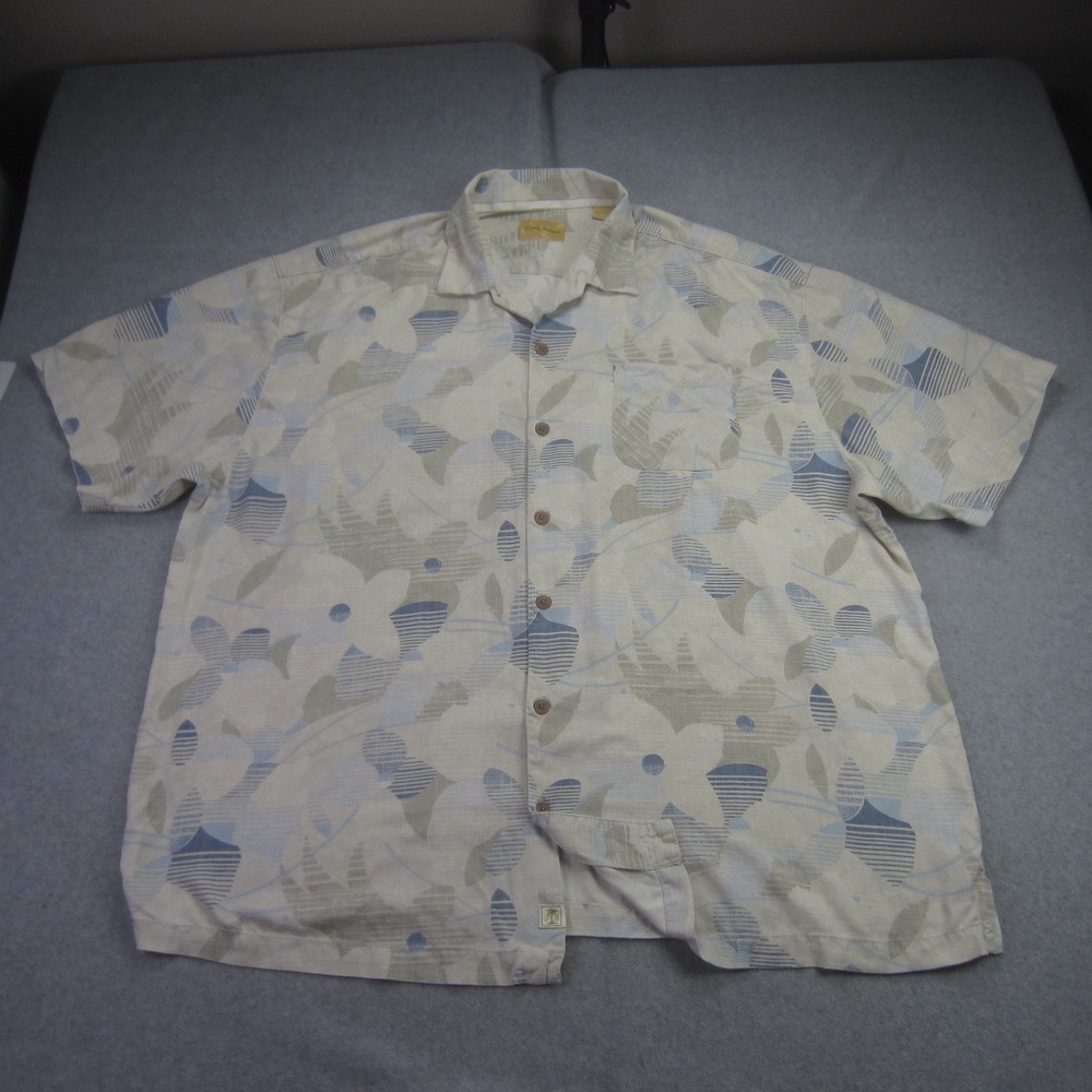 Tommy Bahama Shirt Mens XXL Silk Camp‎ Palm Leaf Print Short Sleeve Button Up